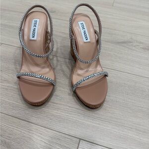 Steve Madden Nude and Silver Wedge Sandals